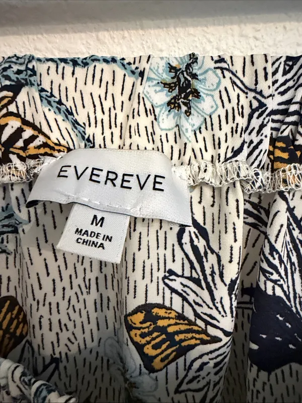 Evereve Floral Square-Neck Blouse in White, Black & Gold - Image 2