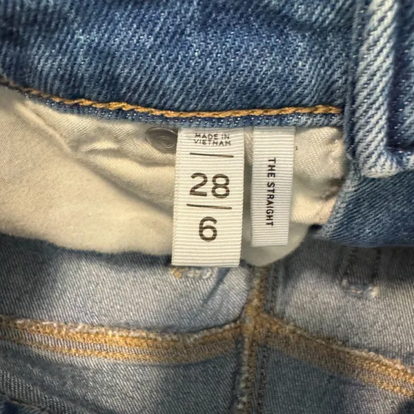 Loft | High Rise Straight Cotton Jeans in Vintage Mid Indigo Wash Size 6 / 28" - Image 11