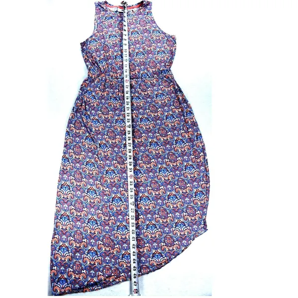 Disney Parks Mickey Mouse Paisley Keyhole Back Maxi Dress Orange Blue Large - Image 9