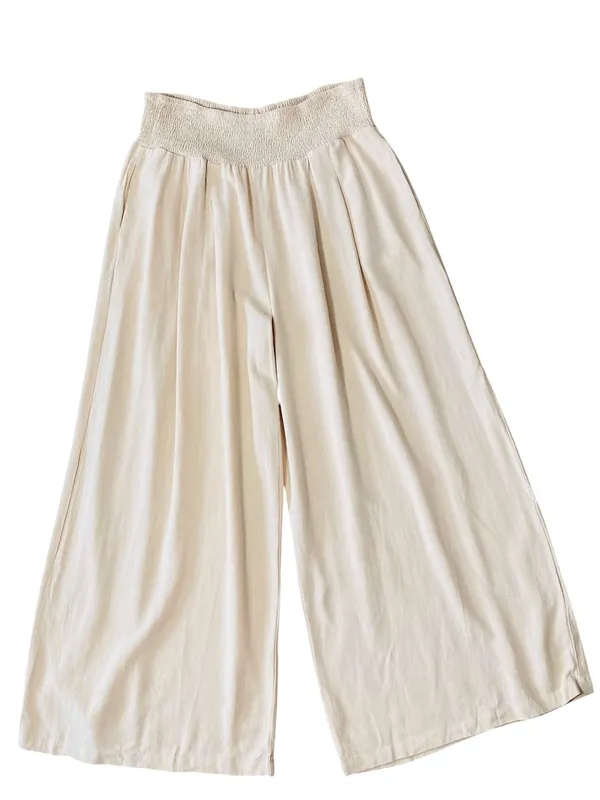 ANRABESS Linen Pleated Extra Wide Leg Pants Tan Size XXL - Image 2