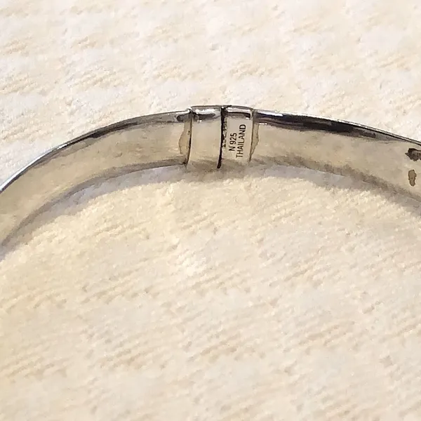 Sterling Silver Spring Closure Locking Clasp Closure Bangle Bracelet Silver - Image 10