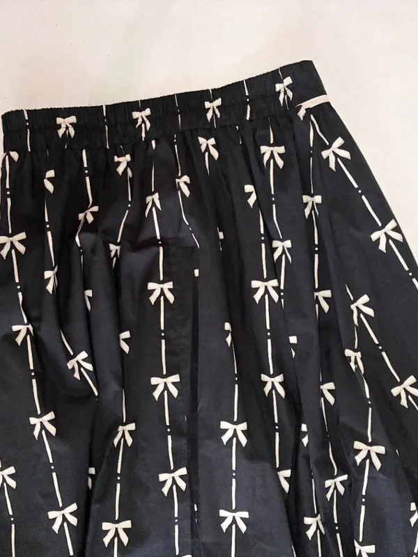 Romantic Bow Print 100% Cotton Maxi Skirt with Liner by Pinch - Med - Black - Image 9
