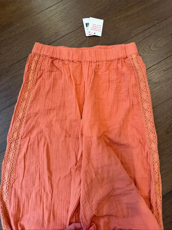 Roxy Apricot Golden Tropics Wide-Leg Pants Size Medium NWT - C72-017 - Image 3