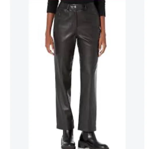 The Drop Jack Vegan Leather Straight Leg Pants Black 26 NWT - Image 2