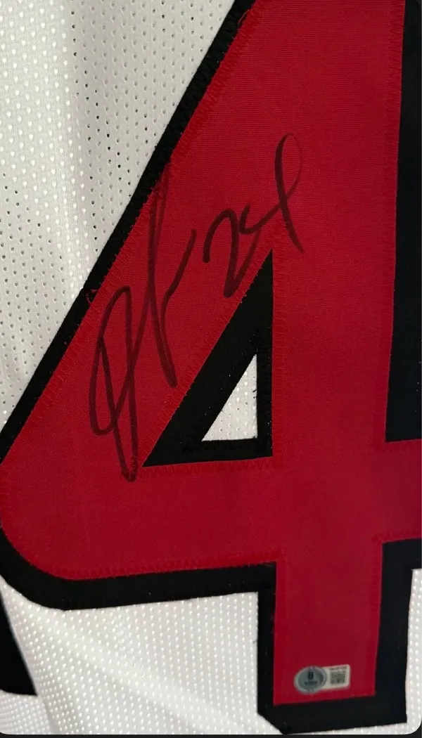 Devonte Freeman autographed Jersey White Size XL - Image 3