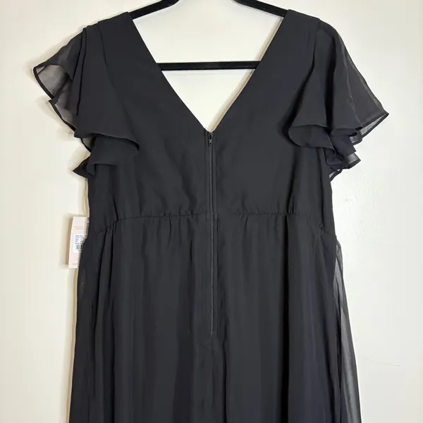 Birdy Grey Hannah‎ Chiffon Maxi Dress Black V Neck Bridesmaid Formal Large - Image 8