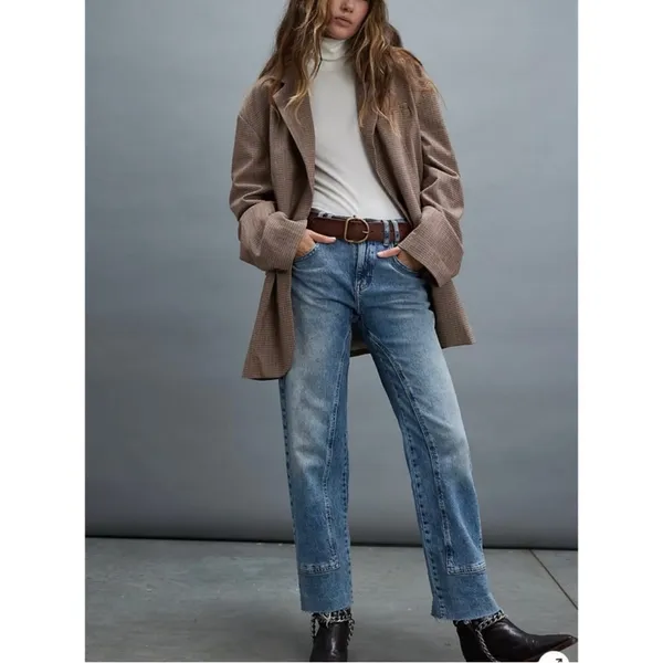 Free People Oversized Reggie Blazer in Ginger Combo Size L - Image 4