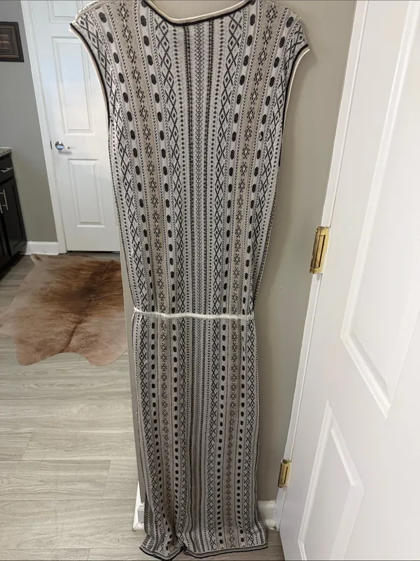 $675 NWT Maison Flâneur Italian Elegance linen/ silk blend maxi dress 42/US 6 - Image 5
