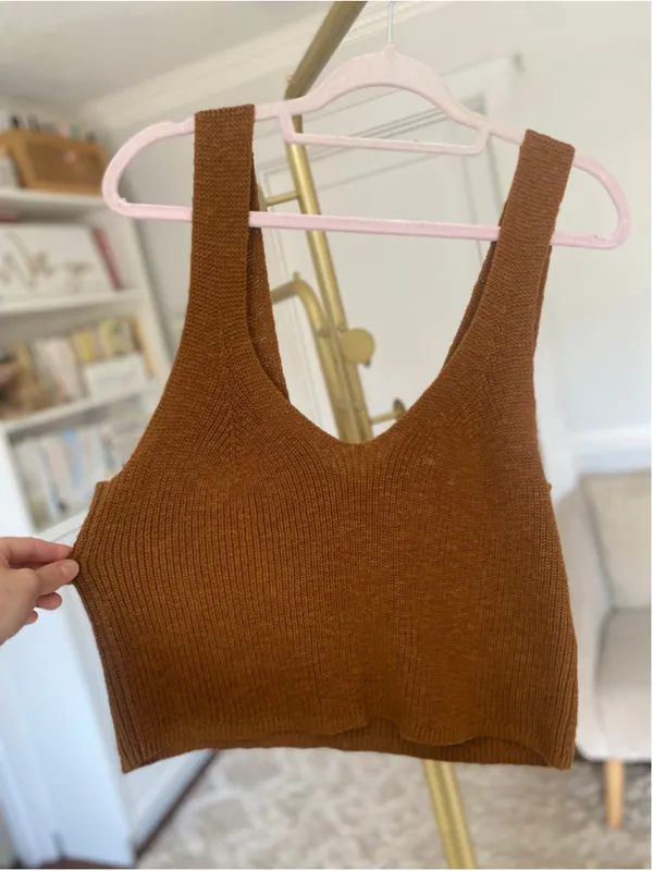 Madewell Ribbed Knit Tank Top Vest Scoop Neck Boho Soft Earthy Layering Preppy L - Image 2