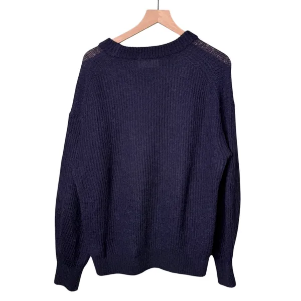 Everlane Alpaca Merino Wool Crewneck Pullover Sweater Navy Women’s Size Medium - Image 2