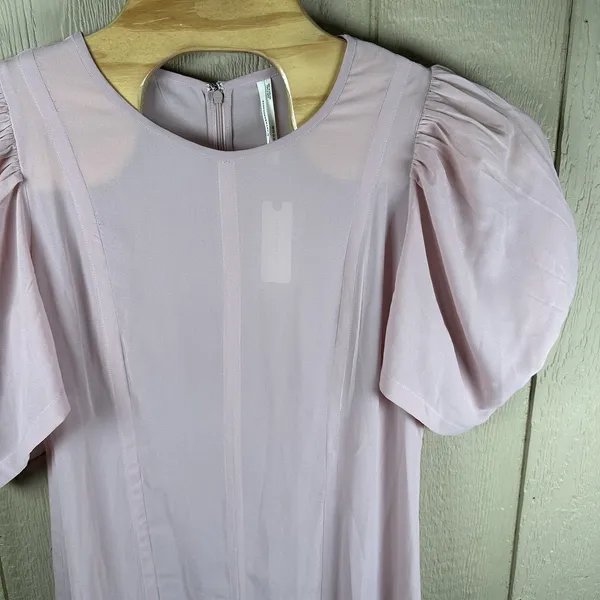 NEW By Anthropologie Modern Sheer Midi Dress Womens 12 Violet Ice Pink Romantic - Image 2