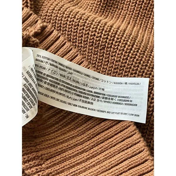 Abercrombie & Fitch Brown Cold Shoulder Mock Neck Ribbed Sweater Dress Small - Image 9