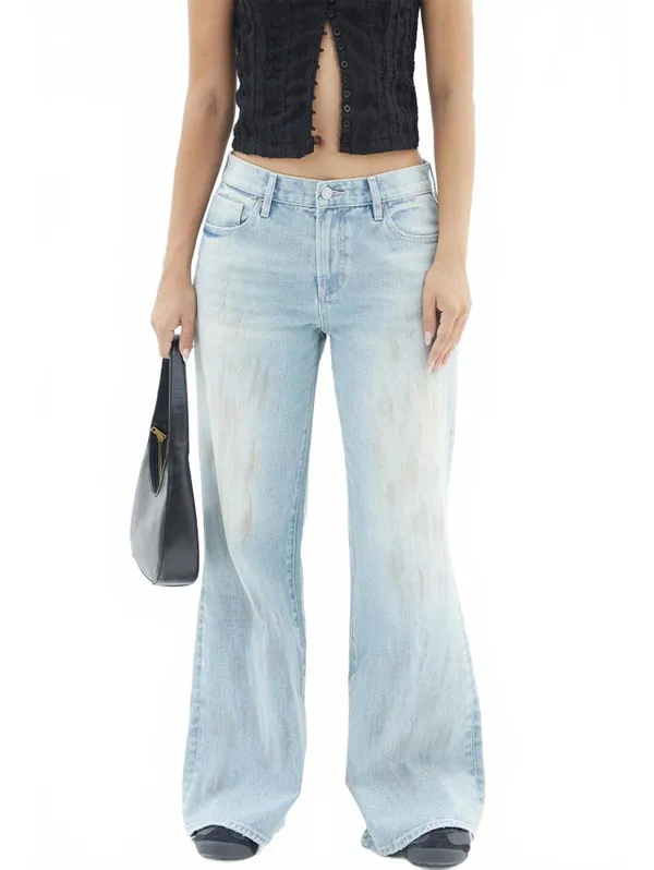 Pacsun Lena Low Rise Super Baggy Jeans Light Indigo Stained NWT Luca Size 25 - Image 5