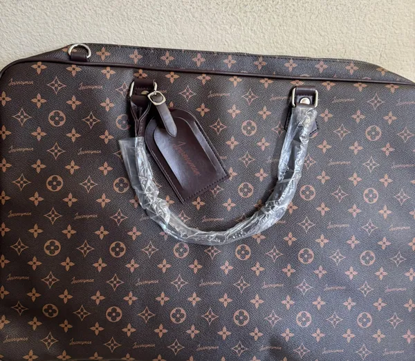 Brown Faux Leather Suit Bag - Image 3
