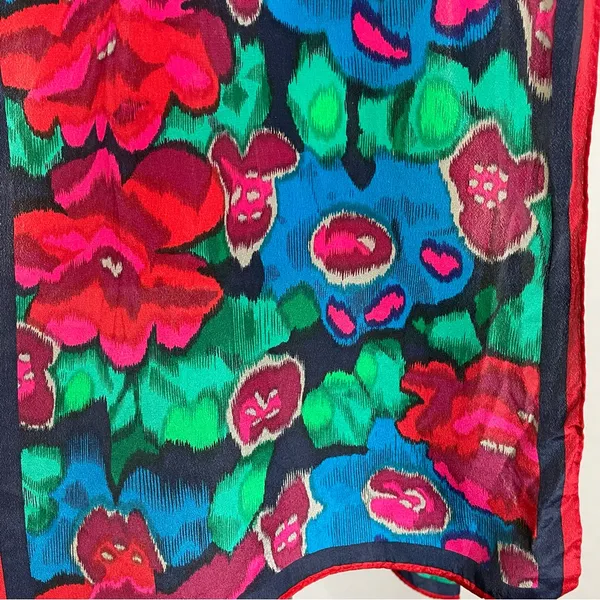 Vintage‎ Scarf Floral Long Jewel Tones Red Green Blue Classic Moody Timeless - Image 2