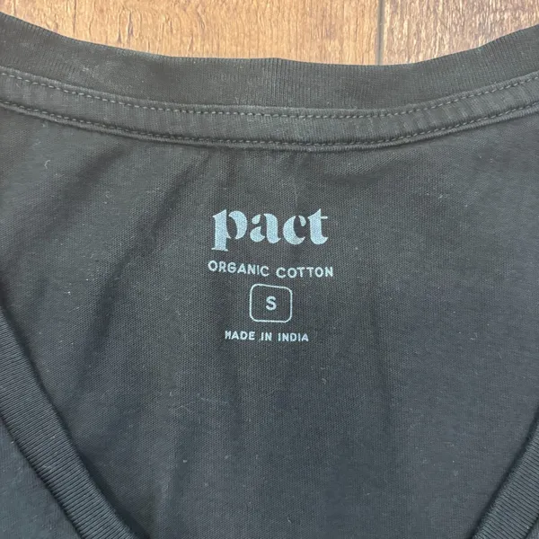Pact Organic Cotton Softspun V-Neck Tee Short Sleeve Black Women’s S Minimalist - Image 4