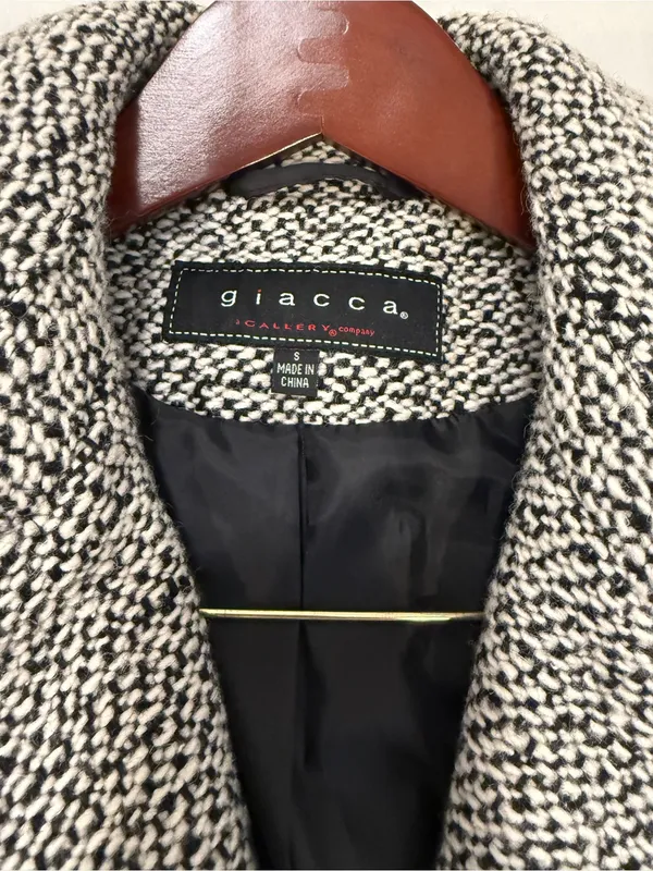 giacca Black & White Tweed Pea Coat - Women - Image 2