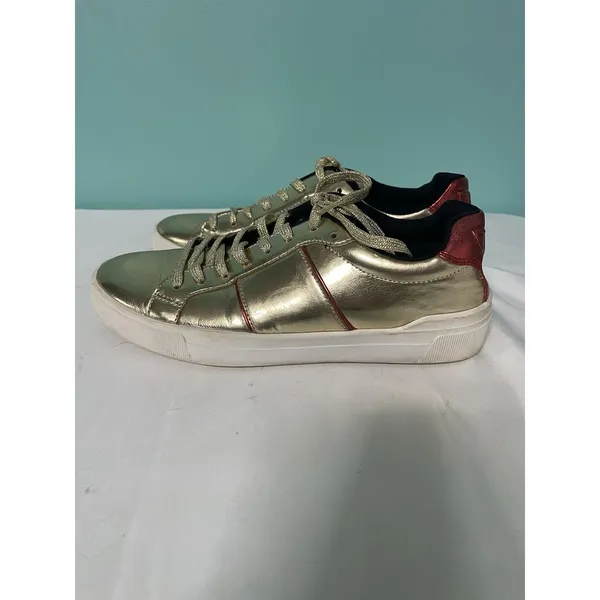 Aldo Metallic Rose Gold Lace Up Women's Designer Sneakers US Size‎ 7 S-437 - Image 4