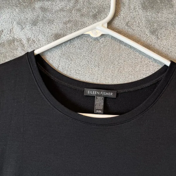 Eileen Fisher Black Tencel Jersey Drop Waist Mini Dress Size Medium‎ Minimalist - Image 4