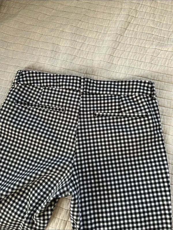 Old Navy, pixie straight ankle, black white gingham cotton pants 8 - Image 12