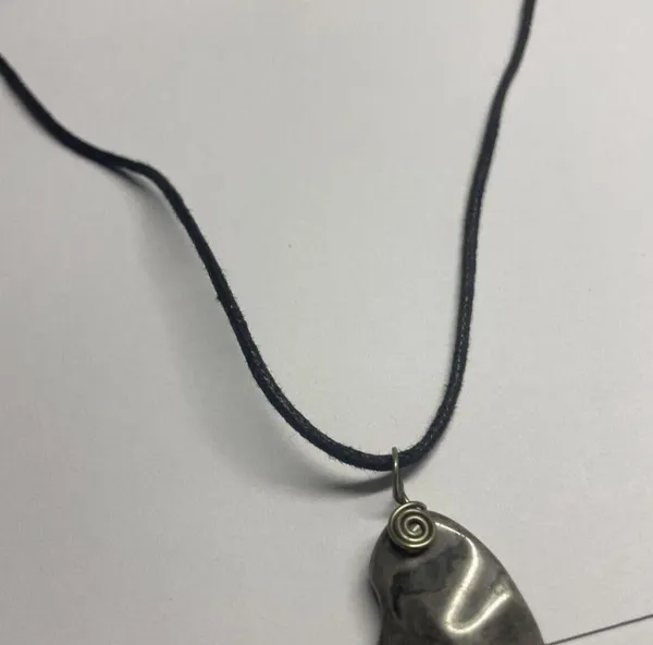 Women’s Grey Natural Stone Pendant / Black Cord Costume Necklace - Image 6