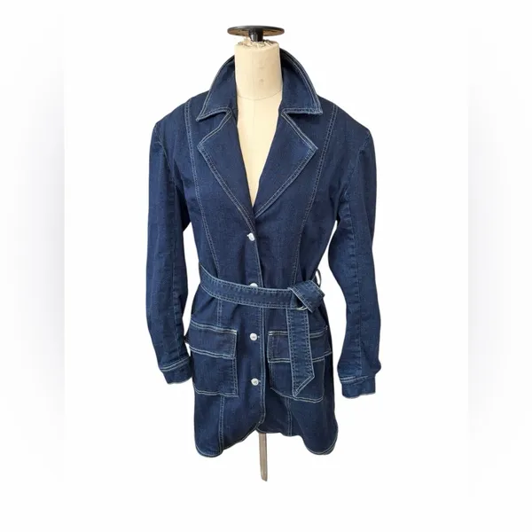 Anthropologie Pilcro Dark Blue Denim Blazer dress size‎ medium - Image 3