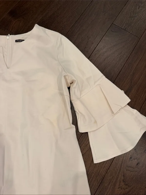 J. McLaughlin Cream Tiered-Ruffle Shift Dress Size Large - C54-112 - Image 5