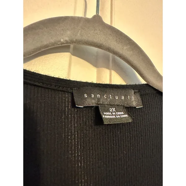 Sanctuary Wrap Top‎ Ribbed Ballet Black Tie Waist Long Sleeve 2X Plus Size - Image 5