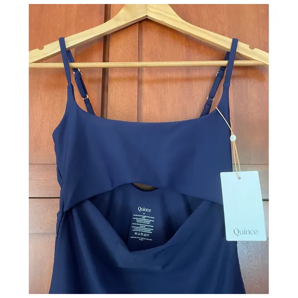 Quince Italian Cut Out One Piece Swimsuit Deep Navy Blue Size Medium NEW - Image 3