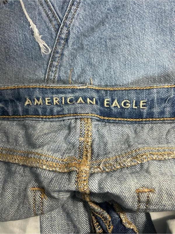 American Eagle Outfitters Light Blue Distressed Denim Mini Skirt - Image 2