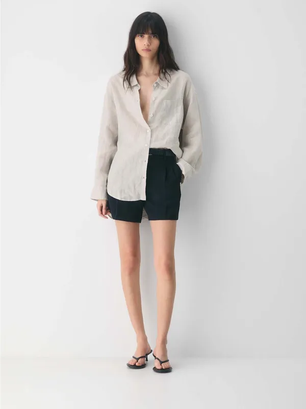 Aritzia Wilfred Reminisce Relaxed Linen Shirt Oversized Undyed Ecru - Image 3