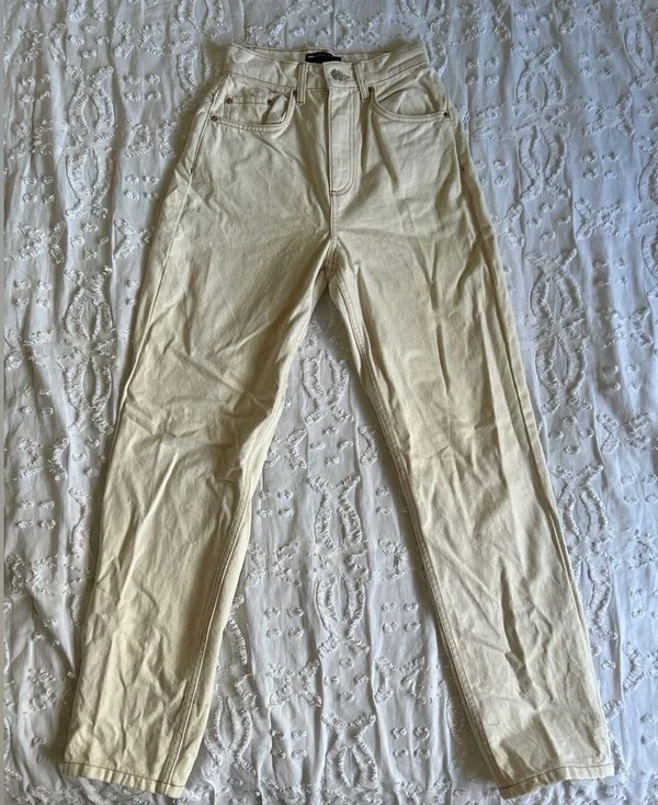 ASOS DESIGN Size 24 Beige Baggy Straight Pant Jeans - Image 7