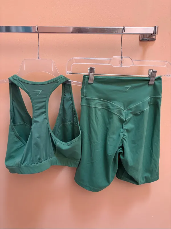 Gymshark x Whitney Simmons Sage Green Twist Front Sports Bra & Biker Shorts Set - Image 6