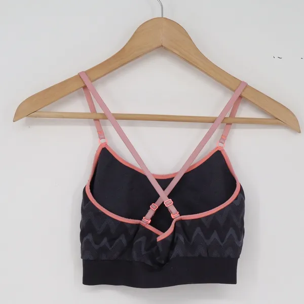 C9 Champion Sports Bra Womens Small Seamless Chevron Gray Peach Strappy Exc - Image 4