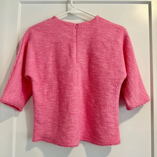 ZARA Pink Structured Short Sleeve Top Size Small - Image 3
