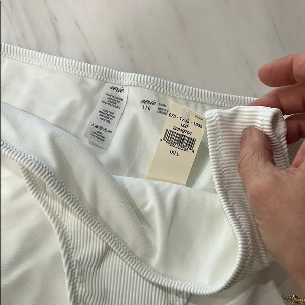 Aerie White Ribbed Bikini Bottoms - Image 2