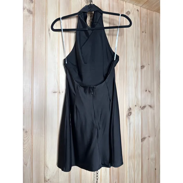 NWT Lulus Gorgeous Endeavor Black Satin Halter Mini Slip Dress Backless Party M - Image 5