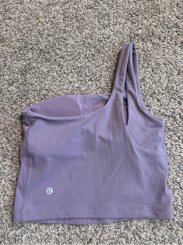 Lululemon Ribbed Nulu Asymmetrical Yoga Tank Top Purple Ash size 2 - Image 2