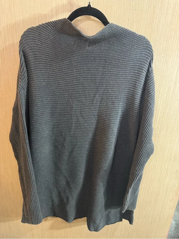 Pact Women's Cotton Charcoal Ribbed Crew Neck Sweater Size Medium - Image 5