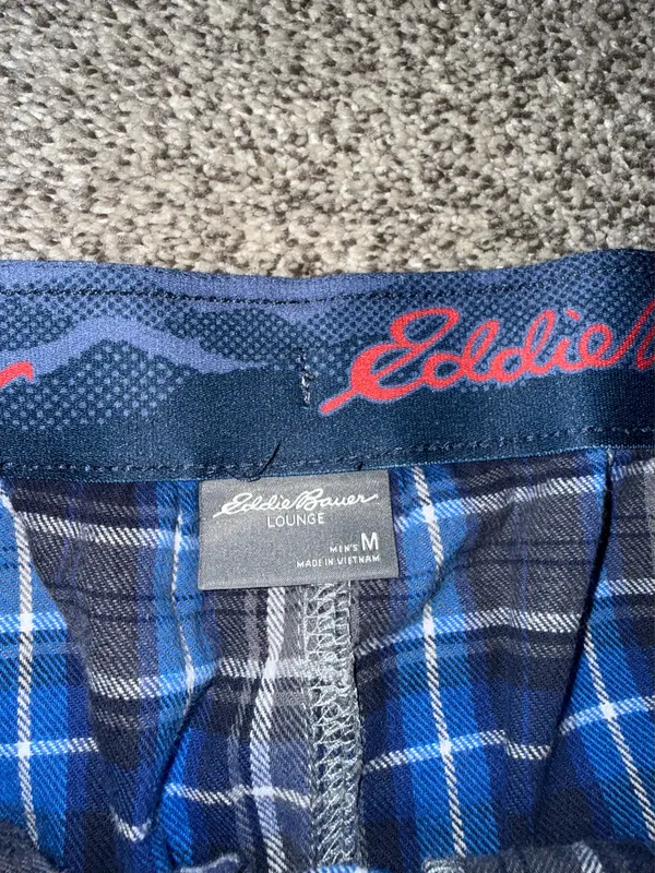 Eddie Bauer Men's Lounge Plaid Pajama Pants Blue Grey Size M - Image 2