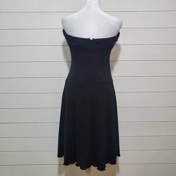 Moda International BK Strapless Red Bow Ruched Front Ruffled Hem Dress Size‎ 8 - Image 5