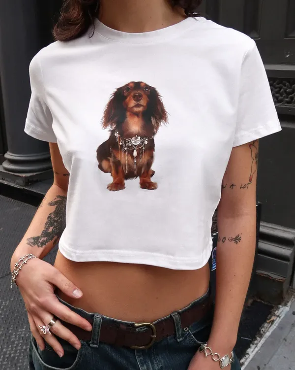 Urban Outfitters En Route dachshund crop top - Image 3