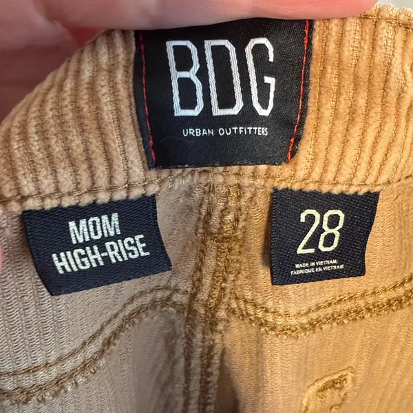 BDG Mom High Rise Tan Corduroy‎ Pants Size 28 - Image 3