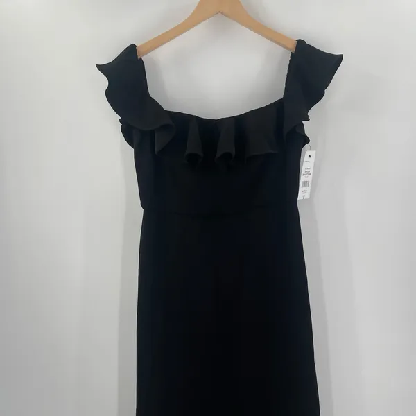 MSK Dress Size Small Maxi Formal Gown Black Evening Off the Shoulder Ruffle Prom - Image 7