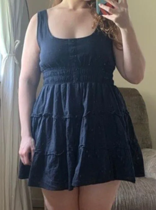 Urban Outfitters navy Ruffle mini dress - Image 3