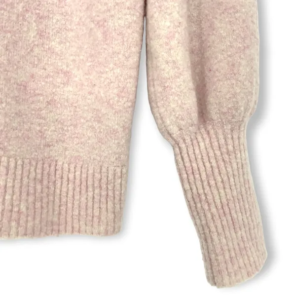 J.Crew M Heathered Pink Extra-Soft Yarn Puff-Sleeve Turtleneck Sweater Knit Top - Image 4