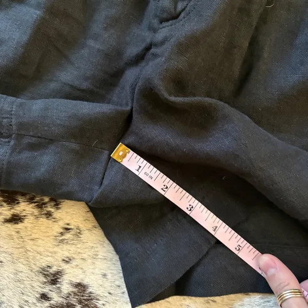 FREE PEOPLE Chelsea Shorts Tailored Linen Pleated Relaxed‎ Black ize 6 - Image 9
