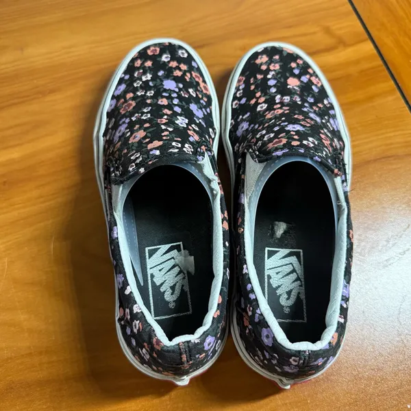 Vans Classic Slip On Black Floral Canvas Sneaker Shoe Skate Casual‎ Girly W6.5 - Image 5