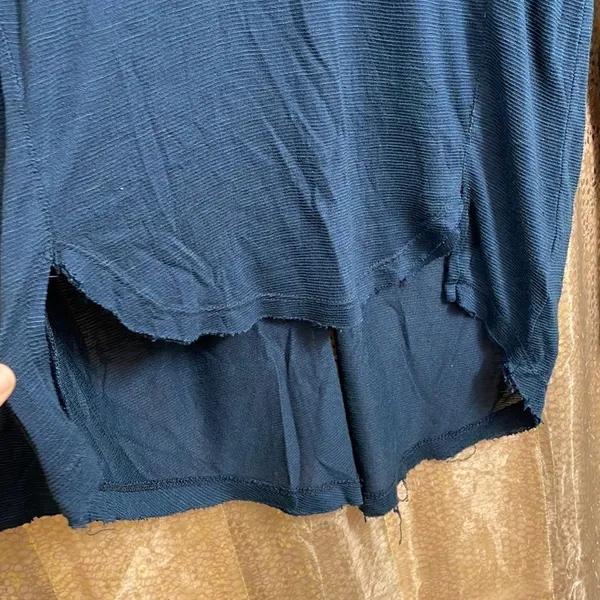 Free People navy blue mesh/lace split back long sleeve tunic style top, S - Image 2