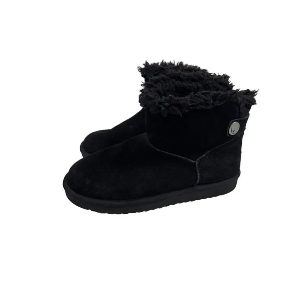 Koolaburra by UGG Victoria Short Black Suede Fur Trim Boots Womens 10 - Image 4